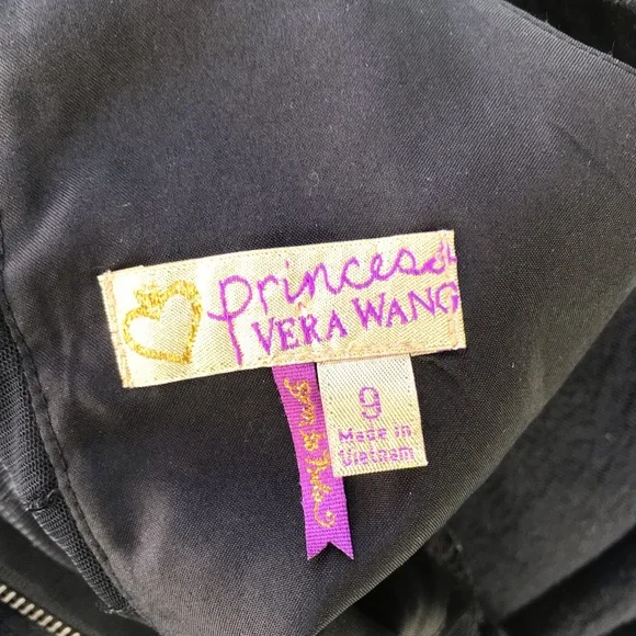 Princess Vera Wang Sleeveless Black Dress Fit & Flare Mesh Zip Back Size 9 - Picture 6 of 8